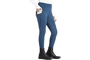 FitsT4 Sports Girls Full Seat Riding Tights High Waist Kids Equestrian Breeches Horse Schooling Pants Zipper Pockets