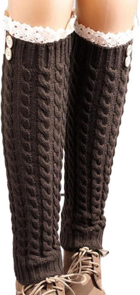 Wintialy Winter Warm Knitted Socks Leg Warmers Boot Crochet Long