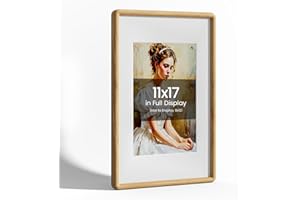 HEIMLOVE 11x17 Picture Frame Natural Oak Wood From California-USA with Real Tempered Glass, Handcrafted 11 x 17 Diploma Frame Matted to 8x12 Photo,Certificate,Degree,Graduation Picture Display on Wall