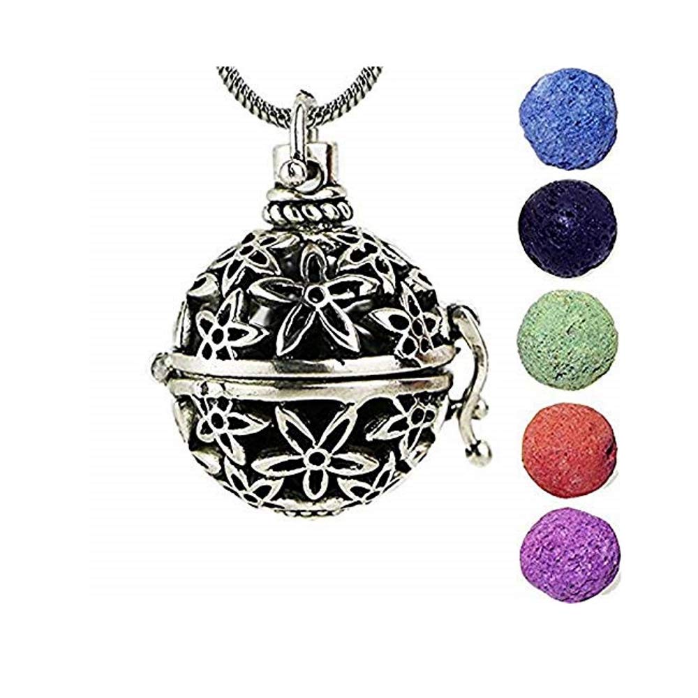 OUTLETISSIMO Mexican Diffuser Bola Necklace with 5 Lava Stone Spheres Aroma Aromatherapy Crystal Therapy ET86