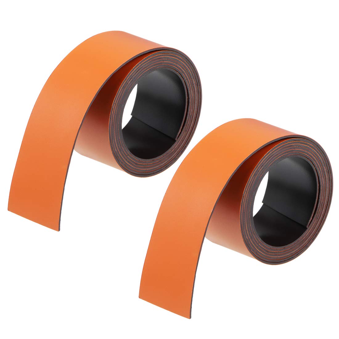 uxcell 2 Pcs Dry Erase Magnetic Strip 1 Inch x 3.3 Feet Magnetical Sheet Labels Stickers Writable Orange for Whiteboards Refrigerator and Crafts