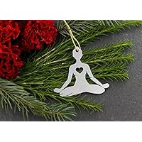 Iron Maid Art Lotus Pose Yoga Symbol Christmas Ornament Rustic Aluminum for Her Him Home Fall Decor Wedding Favor Thanksgiving