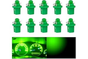 OtpOutopa Guage Cluster Speedometer Light Bulbs Super Bright 17 18 27 37 58 86 2721 Bulb T5 B8.5d COB 1SMD Led Dashboard Dash Cluster Speedmeter Instrument Panel LED Light Bulbs (Green,10PCS)