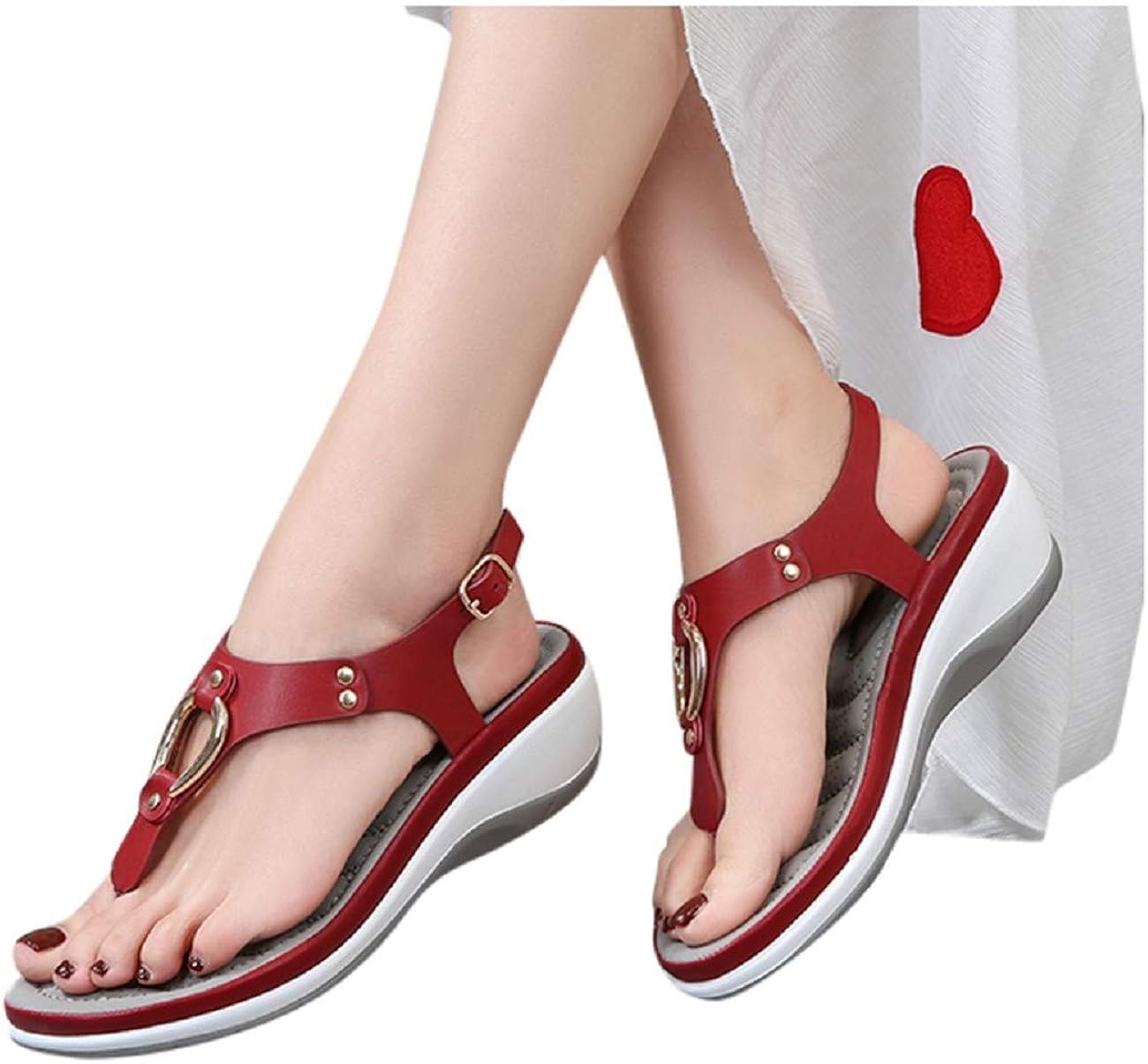 Slip Anti Heel Rubber Metal Ladies Sandals Wedge Support Arch Womens