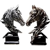 Dlfghos Horse Head Statue Decor Horse Sculpture Horse Decor for Home Coffee Table, Office, Bookshelf, Desk, Living Room, barn, Decor Horse Art Figurine Decorative（2 Pieces Horse Statue）