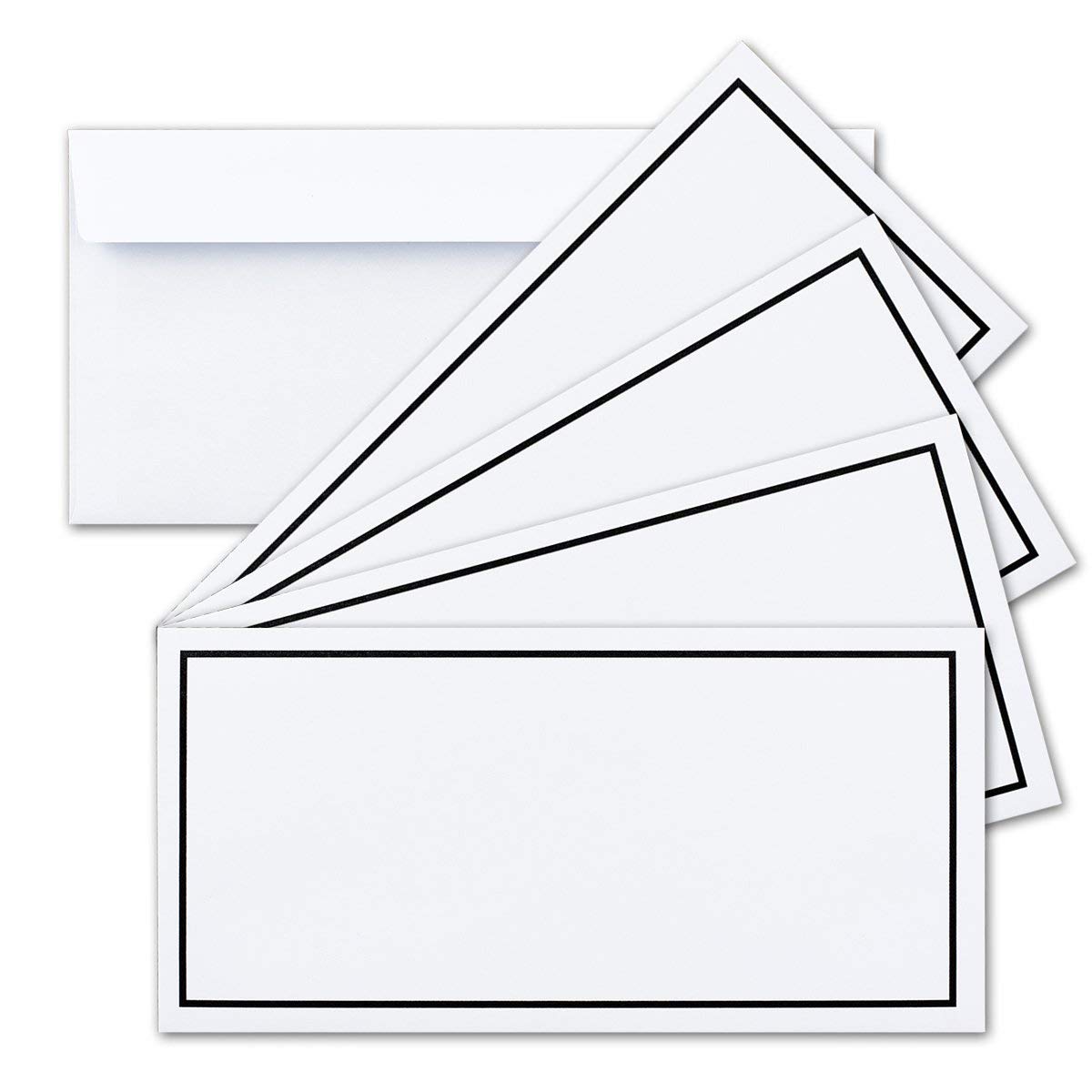 Mourning Envelope with Slick Mourning Border/Self-Adhesive/DIN Long 22 x 11 cm – 80 g/m²/Mourning Case – Envelope dl White