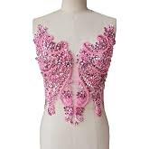 Handmade Rhinestone Lace Bodice Applique - 16 Color, Sew-on Beads & Sequins Patch For Dress Decor (44x66.5cm)
