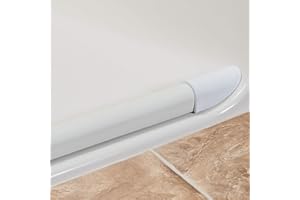 GRAB BAR SPECIALISTS Collapsible Shower Dam - Water Threshold Barrier Stopper for Curb Free Shower/Easy Wheelchair Roll in/Use with Weighted Curtain for Full Splash Guard/White EPDM/Radius End Caps/ 42"