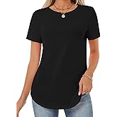 GKBK Womens Cotton Tops Short Sleeve Crew Neck Curved Hem Basic Shirts Summer Loose Fit Tee Casual Clothes Outfits