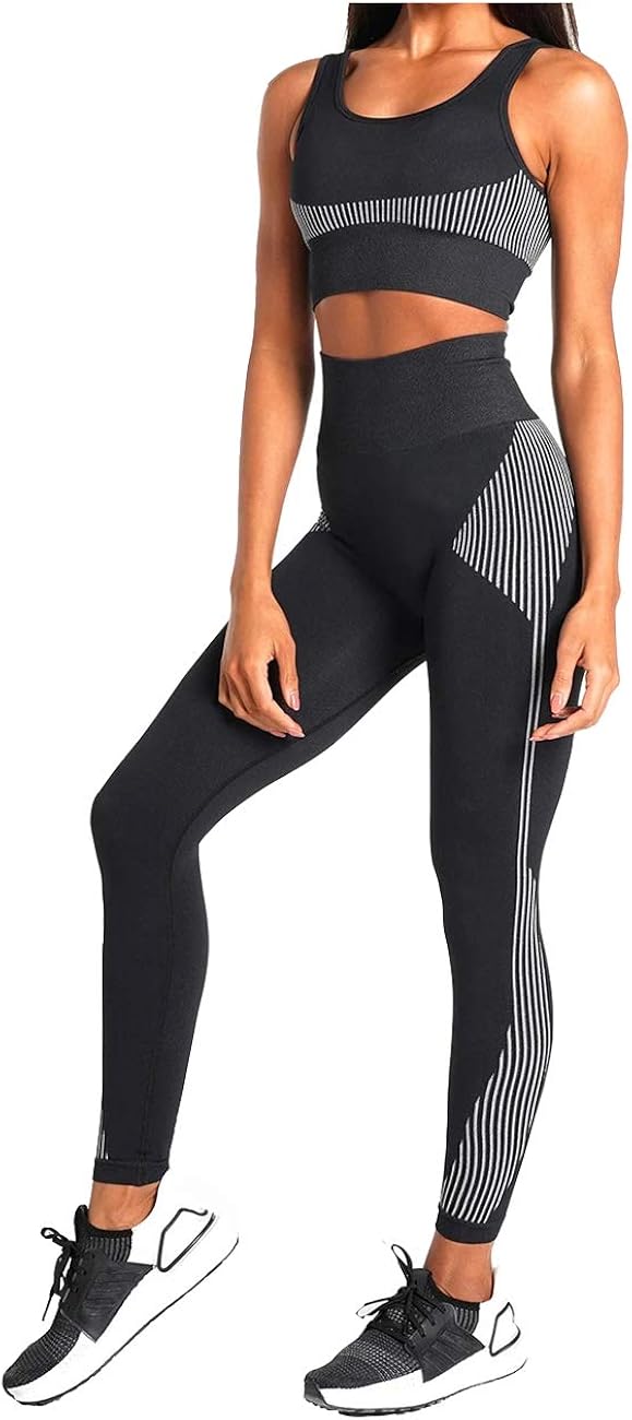 Women's Workout Sets 2 Pieces Suits High Waisted Seamless Yoga Leggings with Stretch Sports Bra Gym Cloth at  Women’s Clothing store