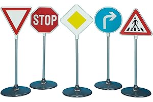 Theo Klein 2980 Traffic Sign Set, 5-Piece I Practise Signs for Teaching of Little Cyclists and Scooter Drivers About Traffic Rules I for Children Aged 3 and Over