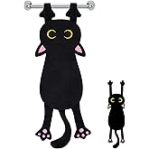 Prewplam Black Cat Funny Hand Towels for Bathroom Kitchen,Cute Decorative Hanging Face Towels,Super Absorbent Soft Kitchen Towels,Cat Lovers Gifts for Kids Girls Women