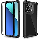 Asuwish Phone Case for Xiaomi Redmi Note 13 4G Cover Rugged Shockproof Hard Drop Proof Full Body Protective Heavy Duty Hybrid Mobile Dual Layer Slim Soft Cell Accessories Note13 G4 Lte Women Men Black