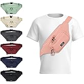 HanTrip Fanny Packs for Women Men, Large Travel Fanny Pack Lightweight Crossbody Waist Bag Large Capacity, Water Resistant Belt Bags with Adjustable Strap for Hiking, Cycling (Pink)