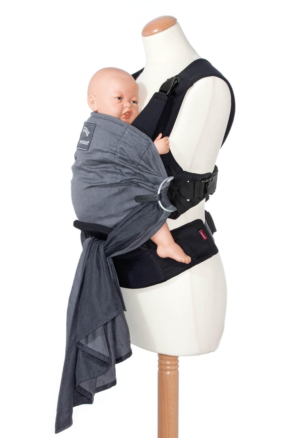 Écharpe De Portage Bébé Multifonction Gris - 4 Positions, Jusqu'à 20 Kg, Respirante Et Ergonomique