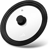 CnSneg Universal Lids for Pots, Pans and Skillets, 10.5", 11" and 12" Pan Lid, Tempered Glass Pot Lid with Silicone Rim Heat 