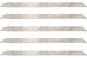 MRCGTCE 12 Inch Stainless Steel Reciprocating Saw Blades for Meat, 3TPI Big Tooth Unpainted Reciprocating Saw Blades for Food Cutting, Big Animals, Frozen Meat, Beef, Sheep, Cured Ham, Turkey, Bone - 5pack