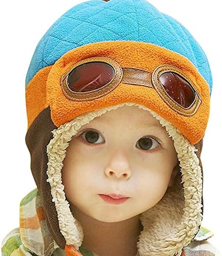 Baby Hats, Infant Toddler Girls Boys Warm Cap Hat Beanie Pilot Crochet Earflap Hats Fleece Lining Jinjiums
