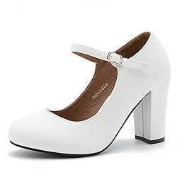 Women's Mary Jane Heels Closed Toe Chunky Heel