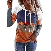 Thankful Grateful Blessed Thanksgiving Sweatshirt for Women Plaid Pumpkin Hoodie Graphic Shirt Fall Long Sleeve Tops