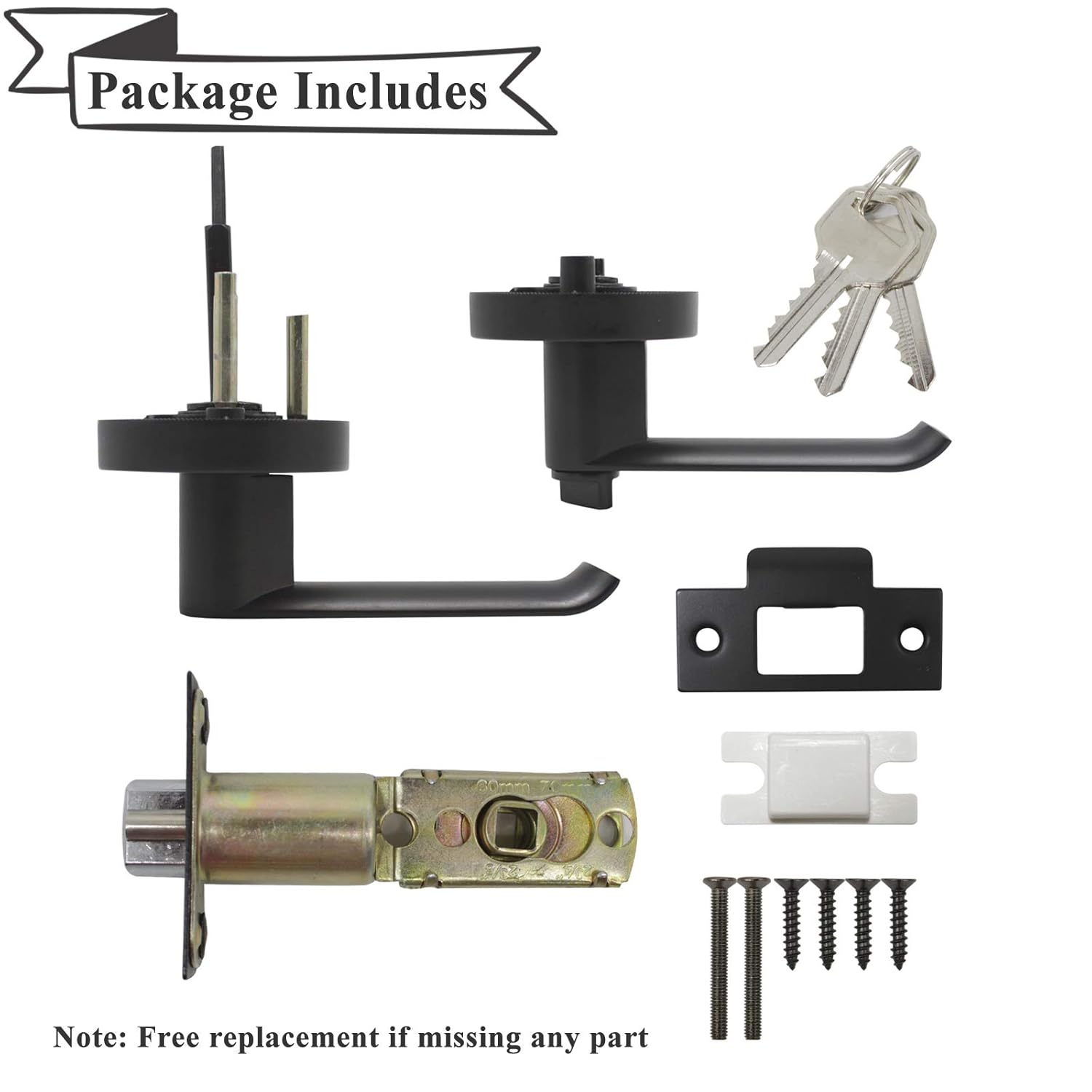 10 PackPassage Door Handles Matte Black Finish,Passage Function for