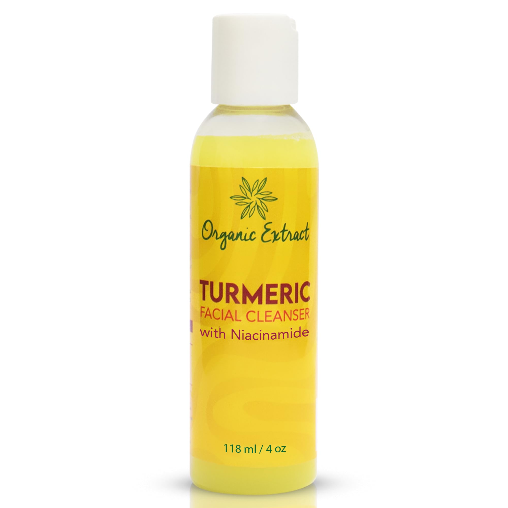 Turmeric Facial Cleanser - 4 fl oz / 118 ml - Gentle Face Cleanser for Dull, Acne Prone Skin - Exfoliating, Daily Facial Cleanser for Age Spots, Sun Damage - with Niacinamide, by ORGANIC EXTRACT