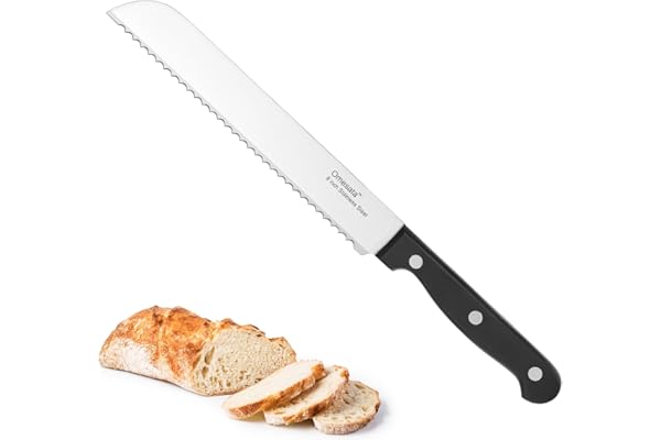 Bread Knife, Serrated 8 inch Bread Knifes for Homemade Bread Sourdough, Blade Razor Sharp and Wavy Edge from Professional Sta