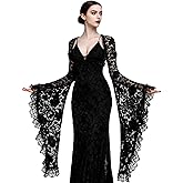 L'VOW Women's Lace Bolero Shrug Goth Crop Top Victorian Lace Sleeves for Witch Vampire Cosplay
