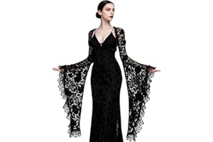 L'VOW Women's Lace Bolero Shrug Goth Crop Top Victorian Lace Sleeves for Witch Vampire Cosplay