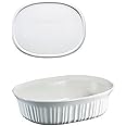 CorningWare French White 1.5 Quart Oval Casserole Bundle: 1.5 Oval with Plastic Lid