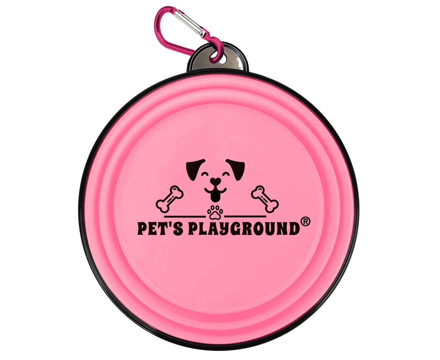 Pet's Playground | Collapsible & Portable Dog & Cat Bowl | Fold Up & Raised | Medium, 1 Litre | Pink