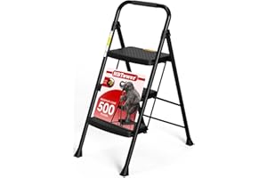 HBtower Step Ladder Sturdy, Heavy Duty Step Stool for Adults, Wide Anti-Slip Pedal Step Ladder Folding Step Stool for Home Kitchen Garage Outdoor (3 Step Ladder)