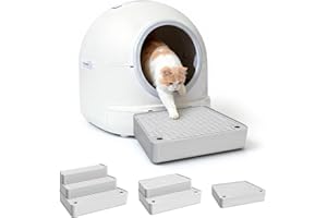 Colewin Adjustable Litter Box Step,3-Step Litter Catcher Tray Stool for Auto Litters Robots,Litter Box Ramp Mat for Kittens and Senior Cats,Cat Steps for Litters Boxes Easy Clean(Light Grey)