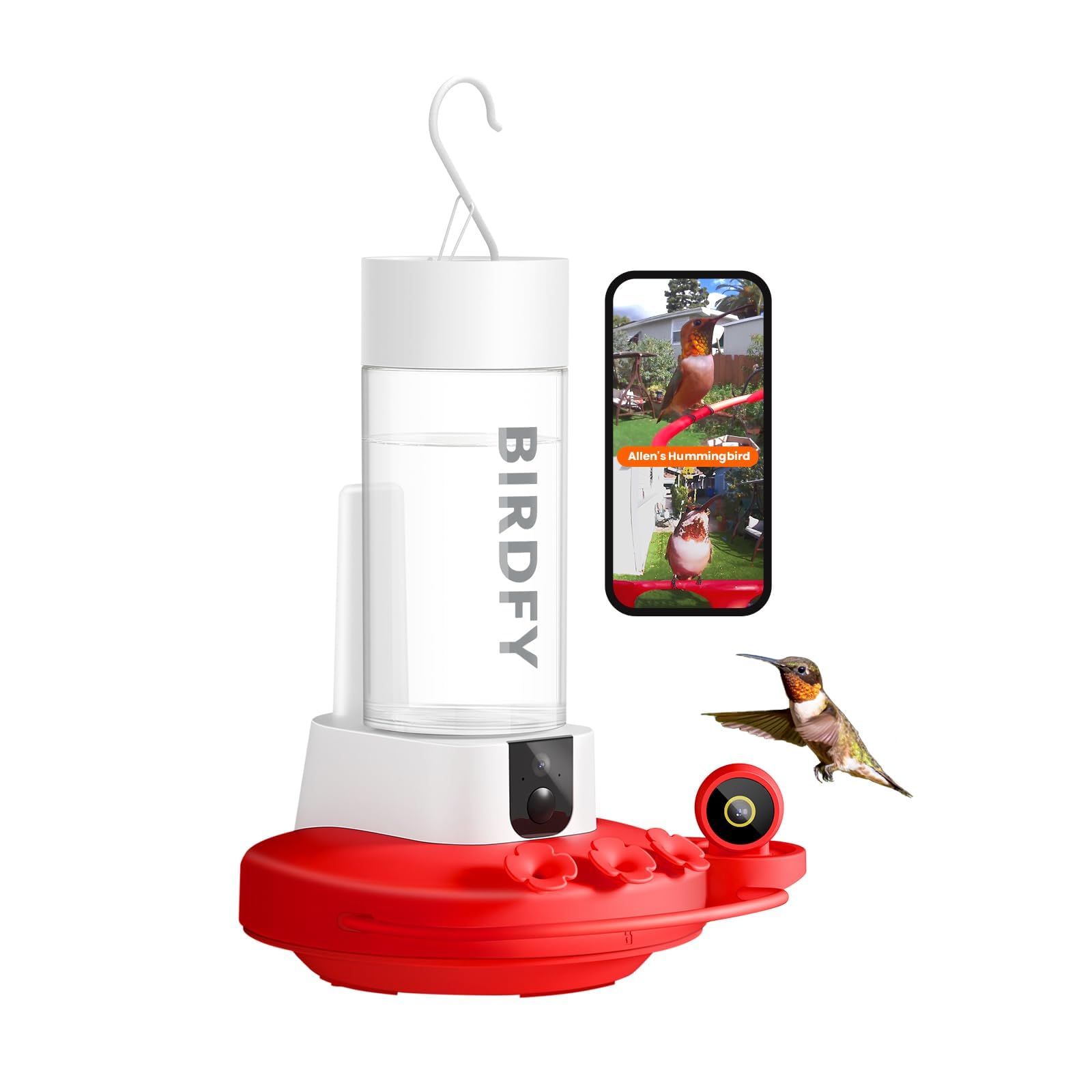 Photo 1 of NETVUE by Birdfy Hummingbird Feeder with 2 Cameras - Dual Smart Cams, 2K HD Wireless for 2 Angels Close-up Bird Watching Outdoor, Instant Notifications (20Oz) (Hum Duo AI)