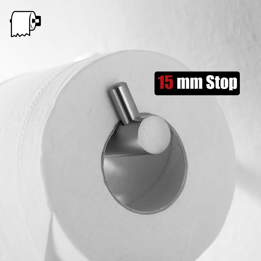 JQK Toilet Paper Holder, 5 Inch 304 Stainless Steel Tissue Paper Dispenser for Bathroom, Hold Mega Rolls, Brushed Nickel Wall Mount - - 