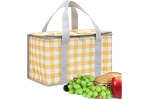 LRUUIDDE Insulated Picnic Bag Cooler Reusable, Beach Bag Cooler Bags with Zippered Top - Insulated Bag for Hot or Cold,Picnic Basket Collapsible, Picnic,Beach, Outdoor (13.8x7.9x7.9 in)