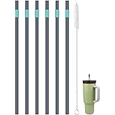 KLOWOAH Replacement Straws for Owala 40oz Tumbler, with 1 Brush,6 Pack (Navy blue)