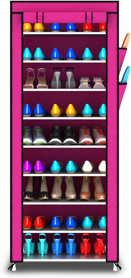 Fu Man Li Trading Company Simple multi - storey shoe rack thick non - woven dust - proof ten - layer shoe cabinet creative combination cabinet A+ ( Color : Red )