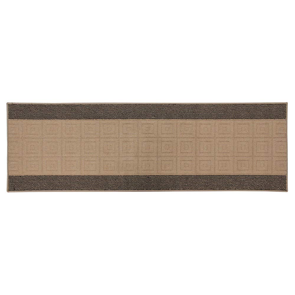 JVL Palmero Machine Washable Latex Backed Carpet Runner, Beige/Black