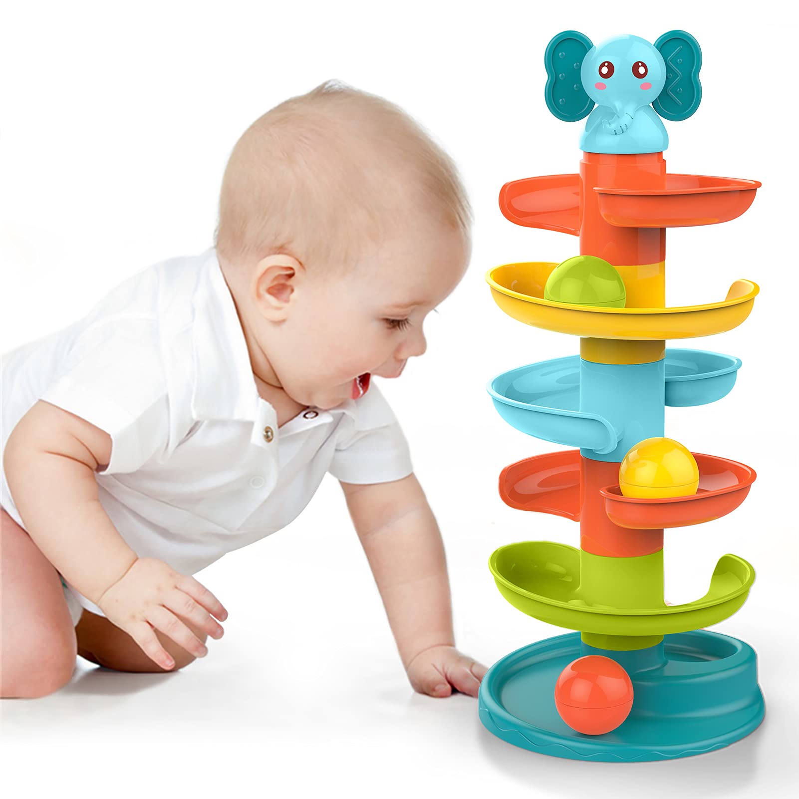Baby Toy 9-18 Months, Ball Drop and Roll Ramp Toys for 1 Year Old Boys Girls, Sensory Toy for Babies 12 Months, Baby Ball Tower Roll ball Game, 1st Birthday Gifts for Babies Easter Gifts — image 1