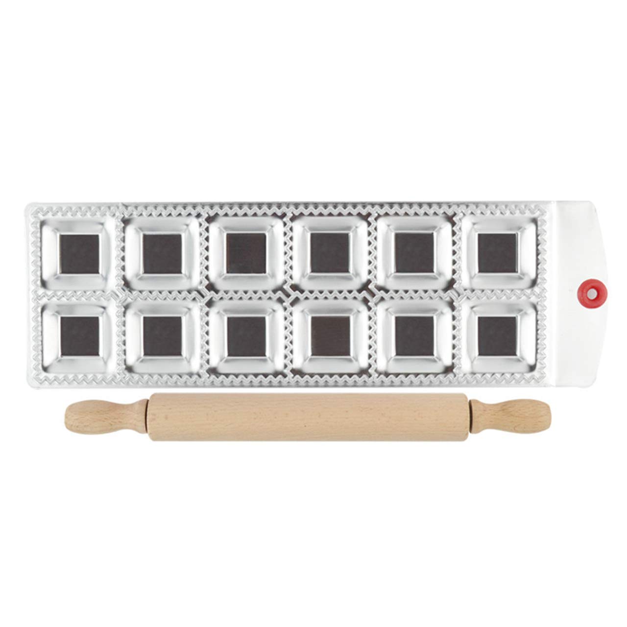 Ravioli Maker Mold, FantasyDay 2 Pack Stainless Steel Pierogi/Dumpling Maker Set with a Rolling Pin, Empanada Press Mould - Kitchen Pastry Tools for Ravioli Meat Press Maker, Pelmeni Dumplings