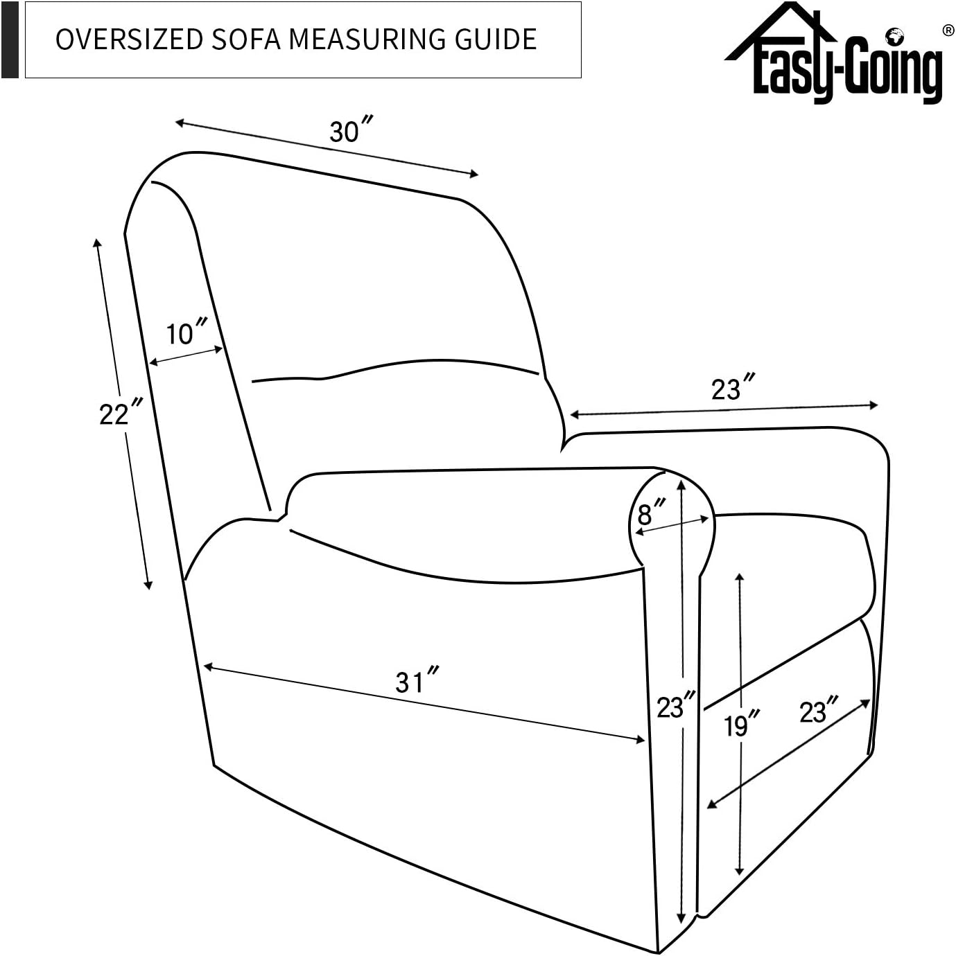 Easy-Going 4 Pieces Microfiber Stretch Recliner Slipcover – Spandex Soft Fitted Sofa Couch Cover, Washable Furniture Protector with Elastic Bottom for Kids,Pet (Recliner,Gray: Kitchen & Dining