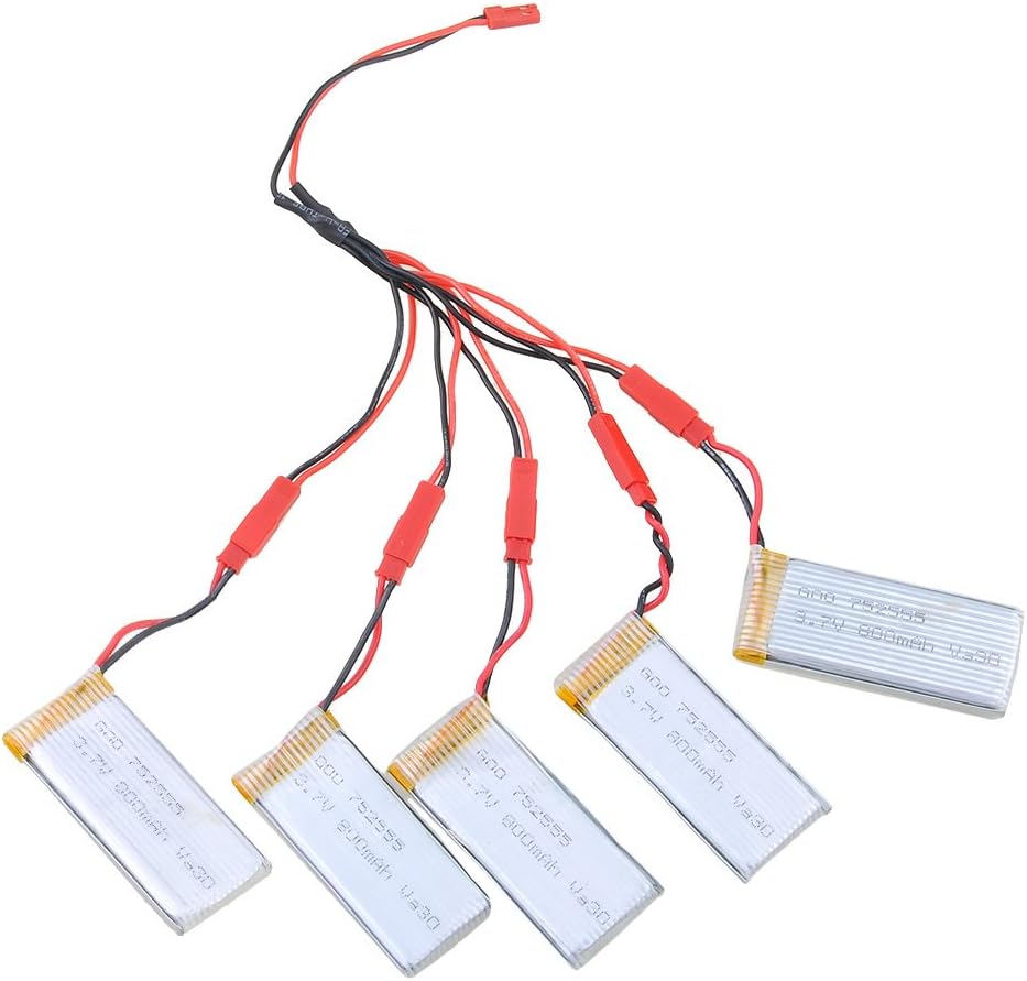 LeGow 3.7V 800mAh Lipo Battery with JST Plug 1 to 5 Charging Cable for JJRC V686G V686J V686K RC Quadcopter