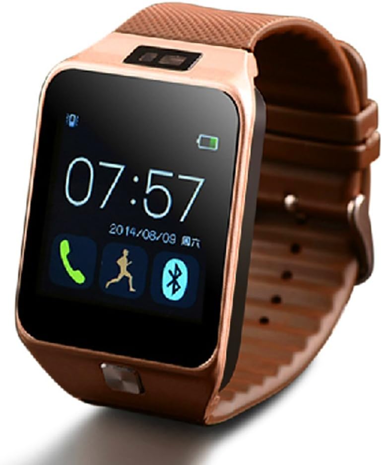 Bluetooth Smart Watch Wristwatch V8 Uwatch Fit for Smartphones IOS Android System Smartphone Touch Screen Camera Smartwatch (Gold)