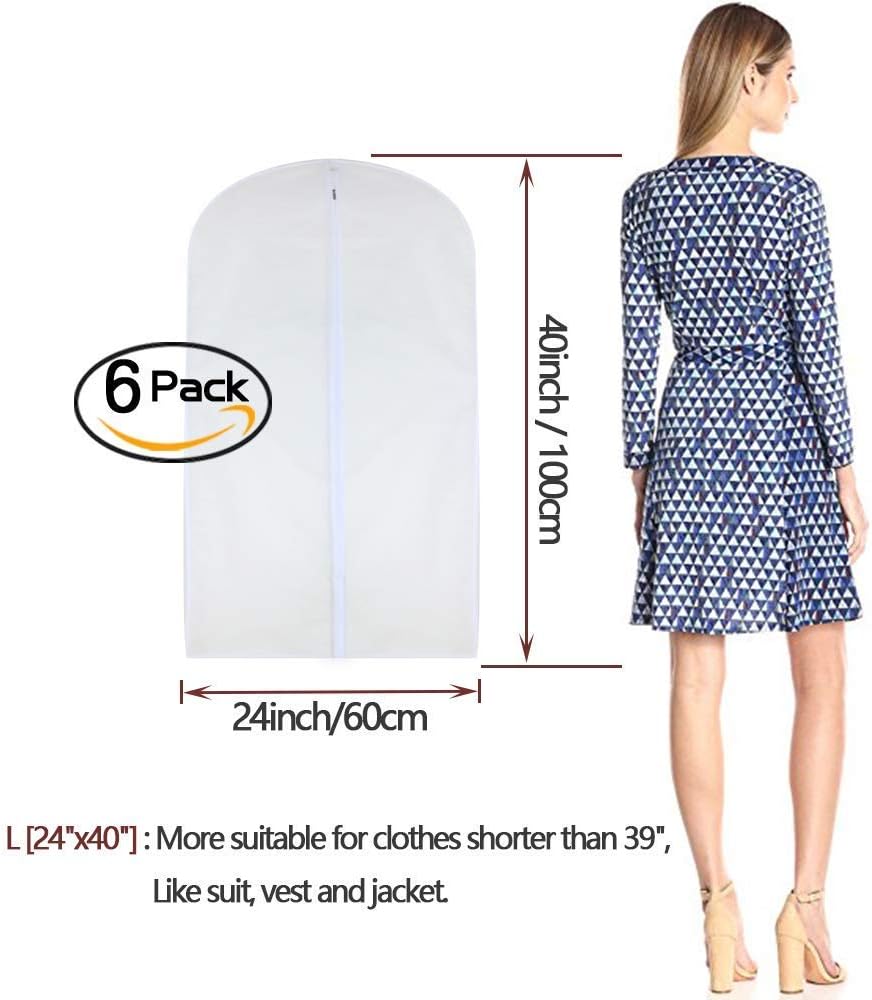 HomeClean Moth Proof Garment Bags 60 x 100cm(24'' x 40'') Hanging Clothing Storage Bags and 6 Cedar Balls for Suit Jacket Shirt Sweater Pack of 6 - Image 3