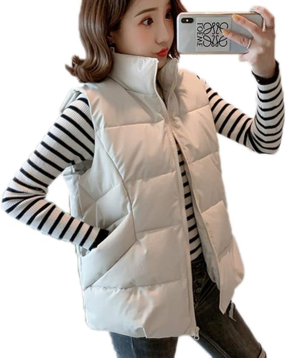 Amazon Co Jp レディース ダウンベスト ジャケット あったか 暖かい アウター コート ジャンパー ベスト 上着 秋 冬 服 軽量 薄手 ライト ダウン スリム 防寒着 冬服 防風 無地 かわいい おしゃれ 日常 大きいサイズ 通勤 ファッション