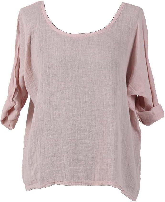 LushStyleUKNew Ladies Italian Plain Linen Crop Top Women Blouse Lagenlook Top Plus Sizes