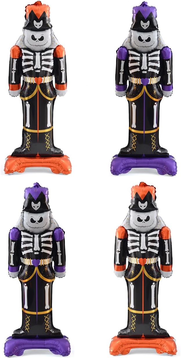 Nutcrackers - 49.2 Inch Skull Ghost Halloween Balloons, Skeleton Guard Halloween Day of Death Christmas Party Balloon Spooky Birthday Decoration