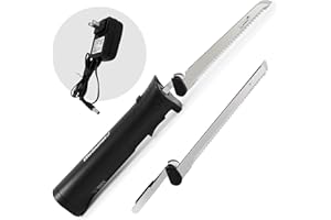 Elite Gourmet EK9810 Professional Cordless Rechargeable Easy-Slice Electric Knife with 4 Serrated Blades and Safety Lock Trig