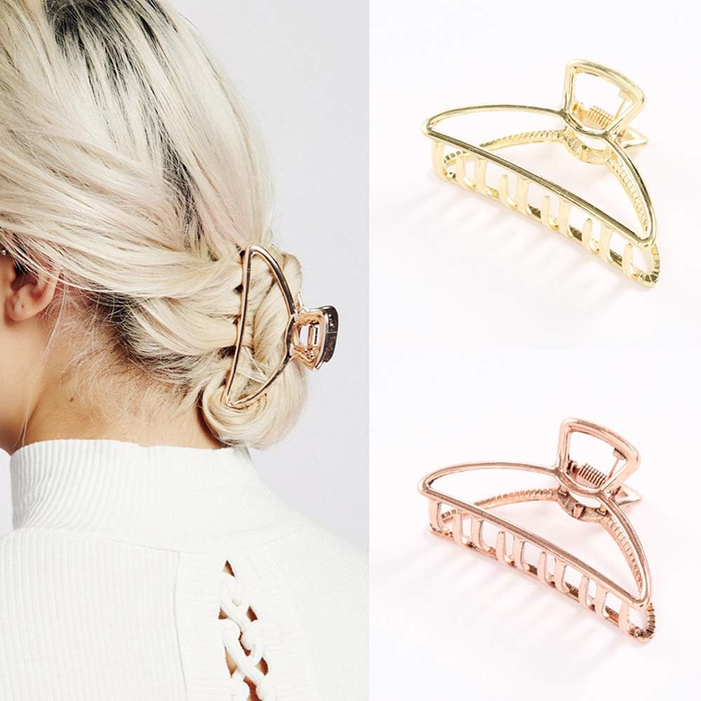 CAILI 3 pcs Hair Claw Clips,Crescent Hairpin,Metal Hair Clamps,Simple hairdressing Tools, Vintage Hair Accessories, Shower Clips,Strong Hold for Hair(Gold + Black + Rose Gold) - Image 3